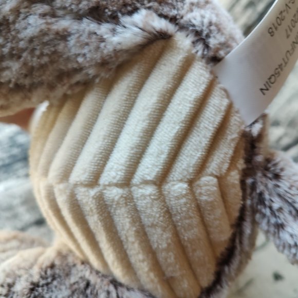 Linzy Monkey Plush Gray Brown Cream Ribbed Corduroy Gold Glitter Eyes 11" new - Picture 4 of 6
